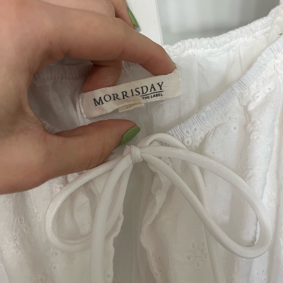 Eyelet Short-Sleeve Bow Button-Up Mini A-Line Dress - Picture 3 of 3